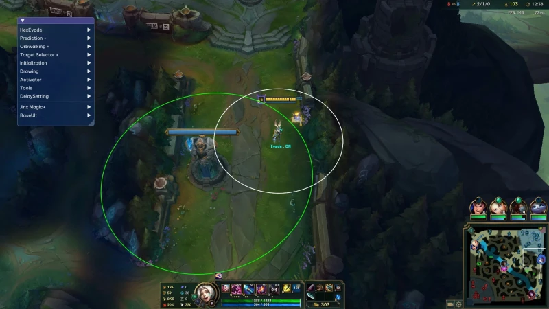 League of Legends Cheats player ESP — champion positions through fog in a match